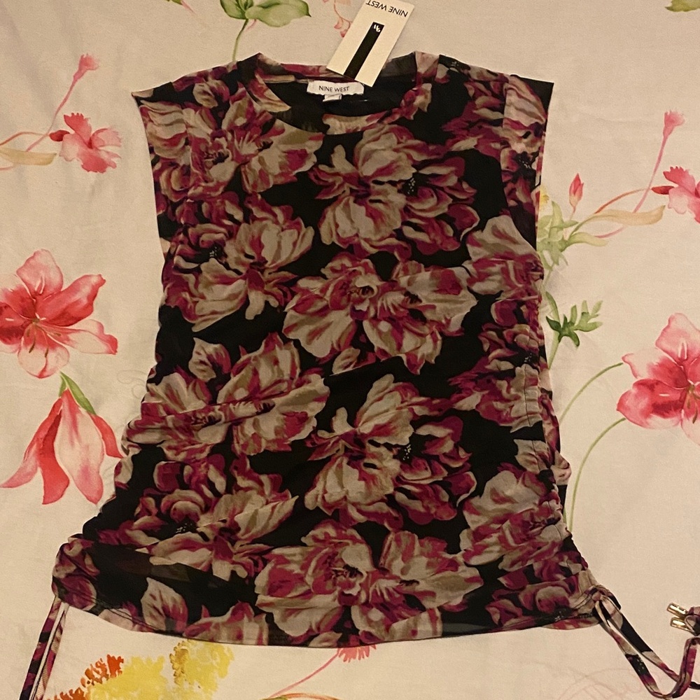Nine West Women's Floral Blouse - Black and Purple